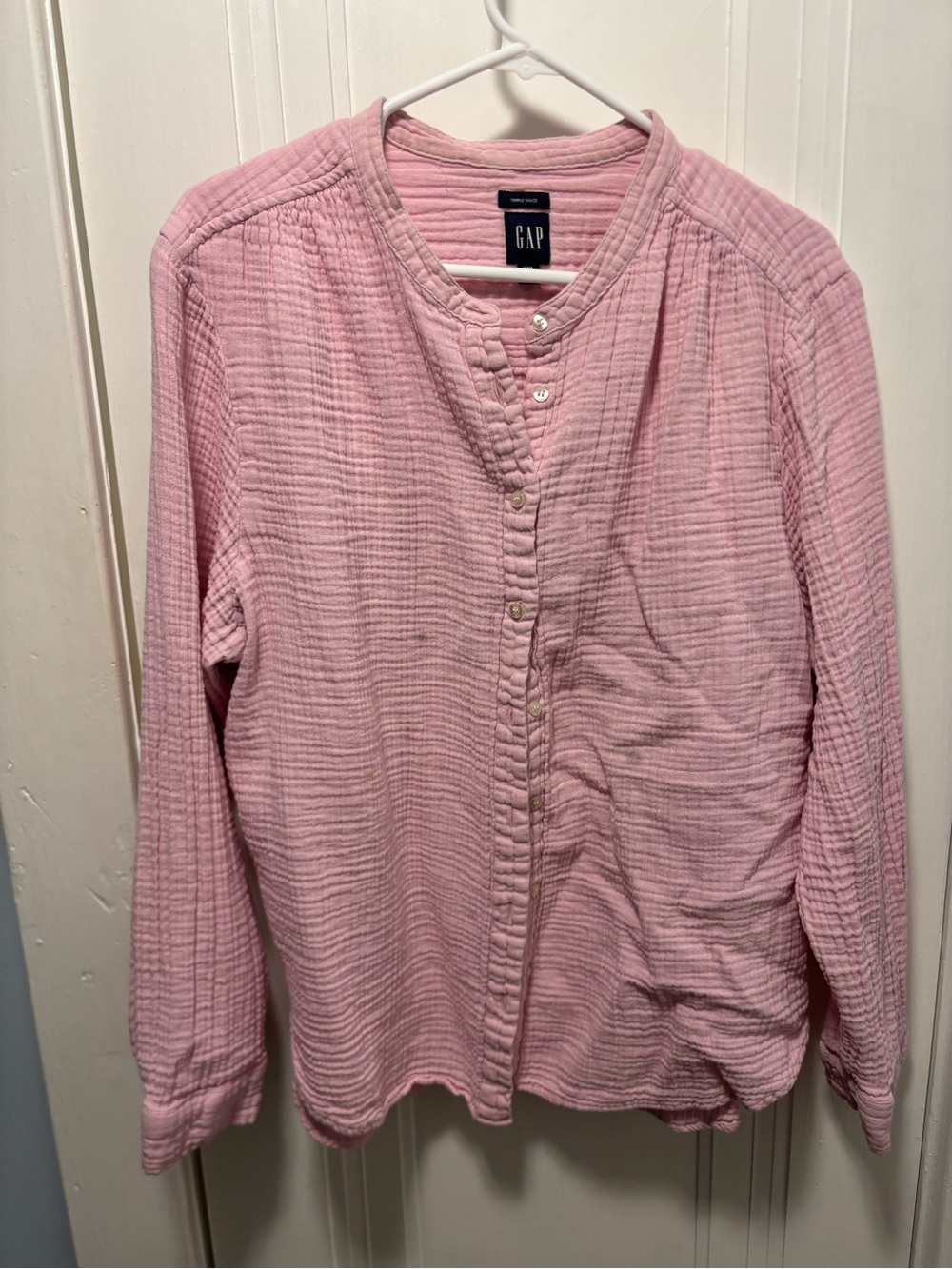 GAP Soft Pink Textured Button-Down Shirt